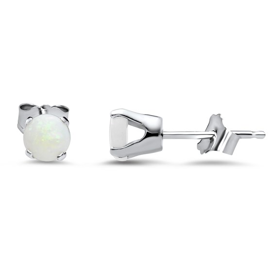 14k White Gold 4 mm Opal Stud Earrings 14k White Gold 4 mm Opal Stud Earrings